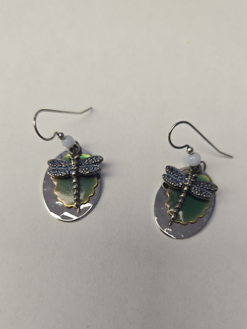 🌷3/$25 Layered Dragonfly Silvertone Dangle Earrings